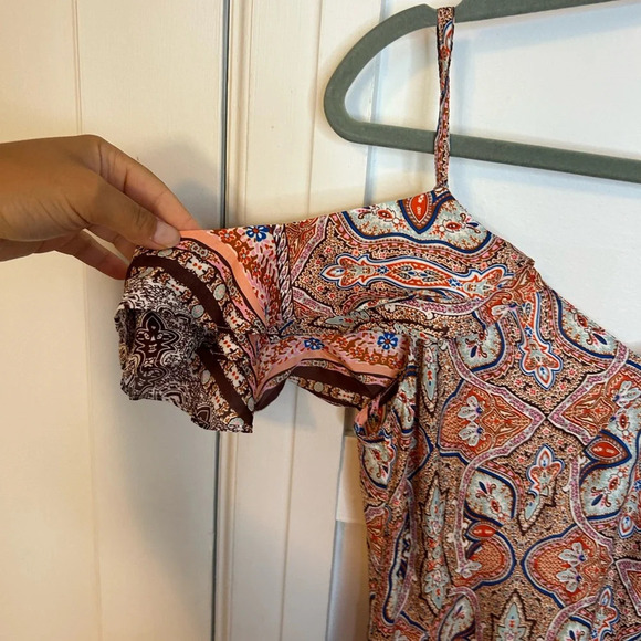 Zara Satin Paisley Cold Shoulder Midi Dress - Picture 6 of 8